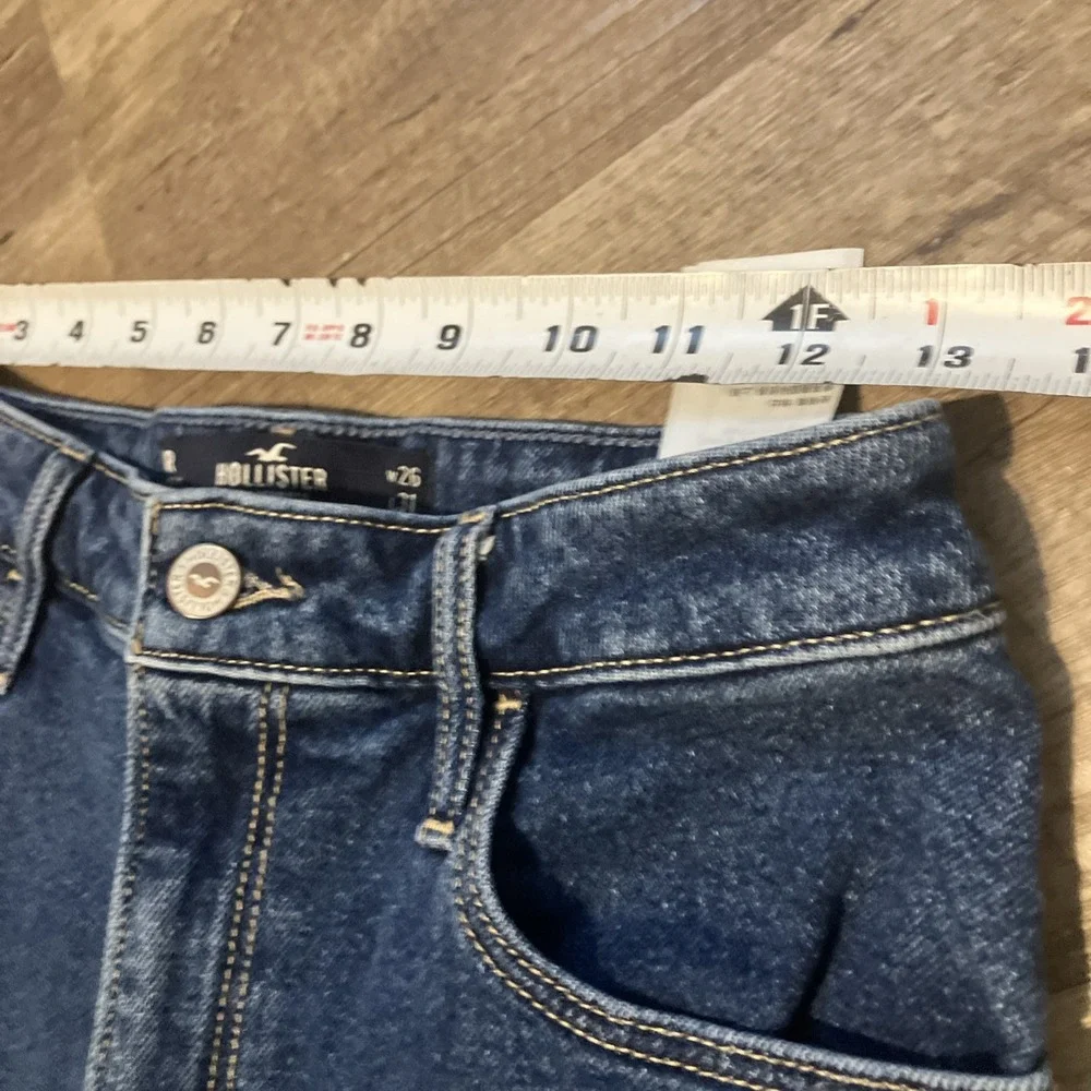 Hollister Dad Jeans 3 R 26x31 Blue Ultra High Rise Wavy Two Tone Wide Leg